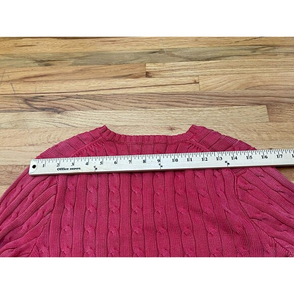 Polo Ralph Lauren Women's L Red Sweater Cotton Cable Knit Pony Classic Preppy - Picture 6 of 11